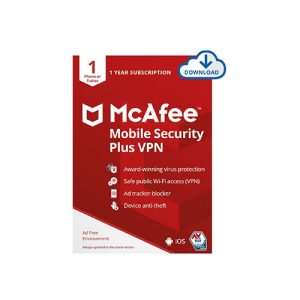 McAfee Mobile Security Plus VPN 2024, 1 Phone or Tablet, Antivirus Software, Internet Security, 1 year